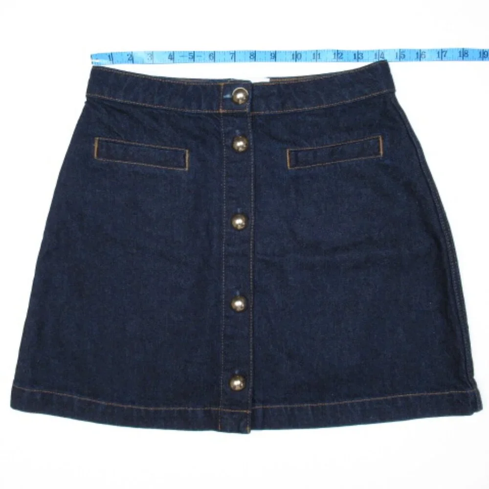 Reformation Amara High Rise Denim Mini Skirt Dark Blue 28